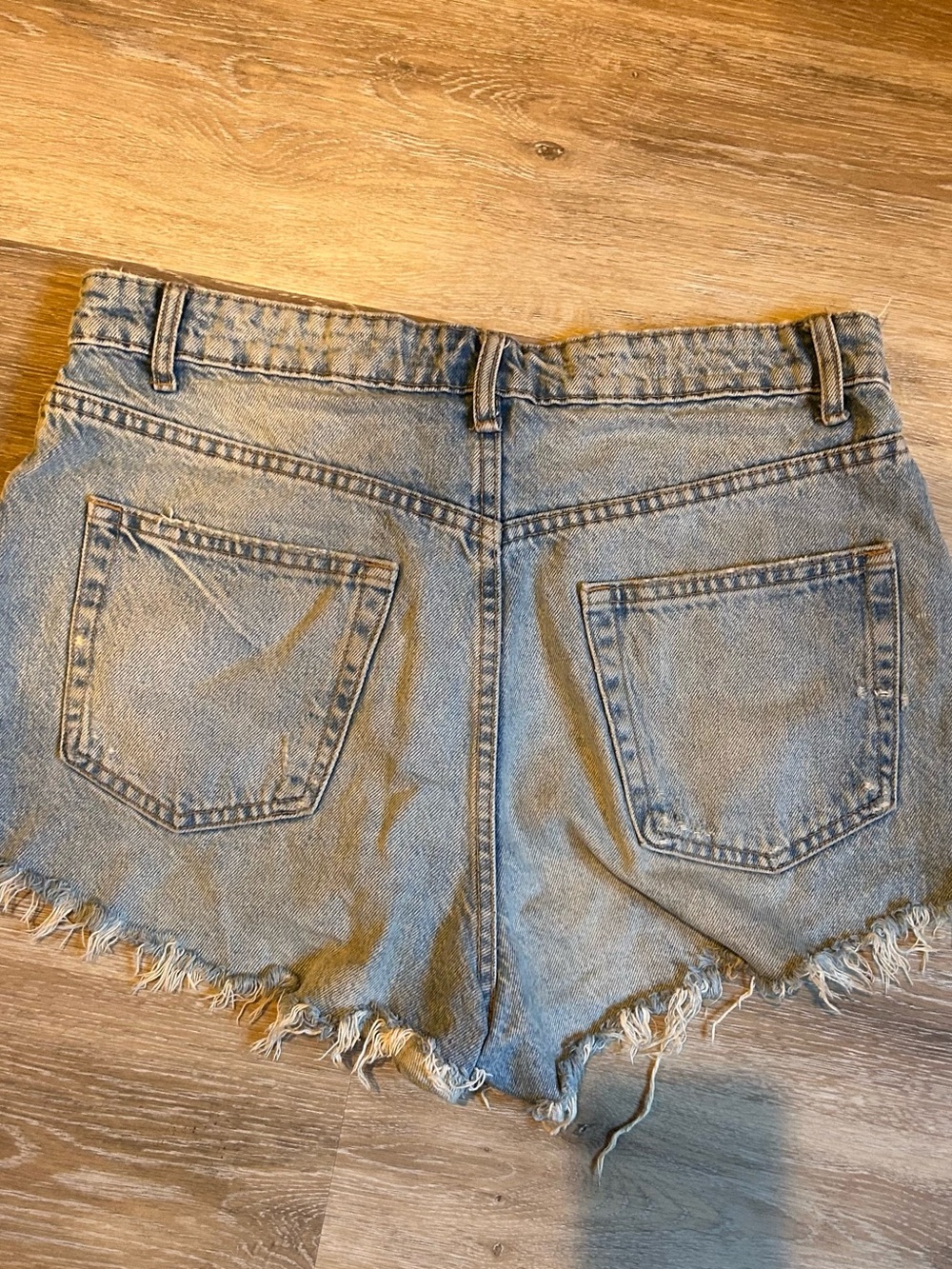 Zara Light Blue Distressed Denim Cutoff Shorts, High Waisted - Picture 2 of 4